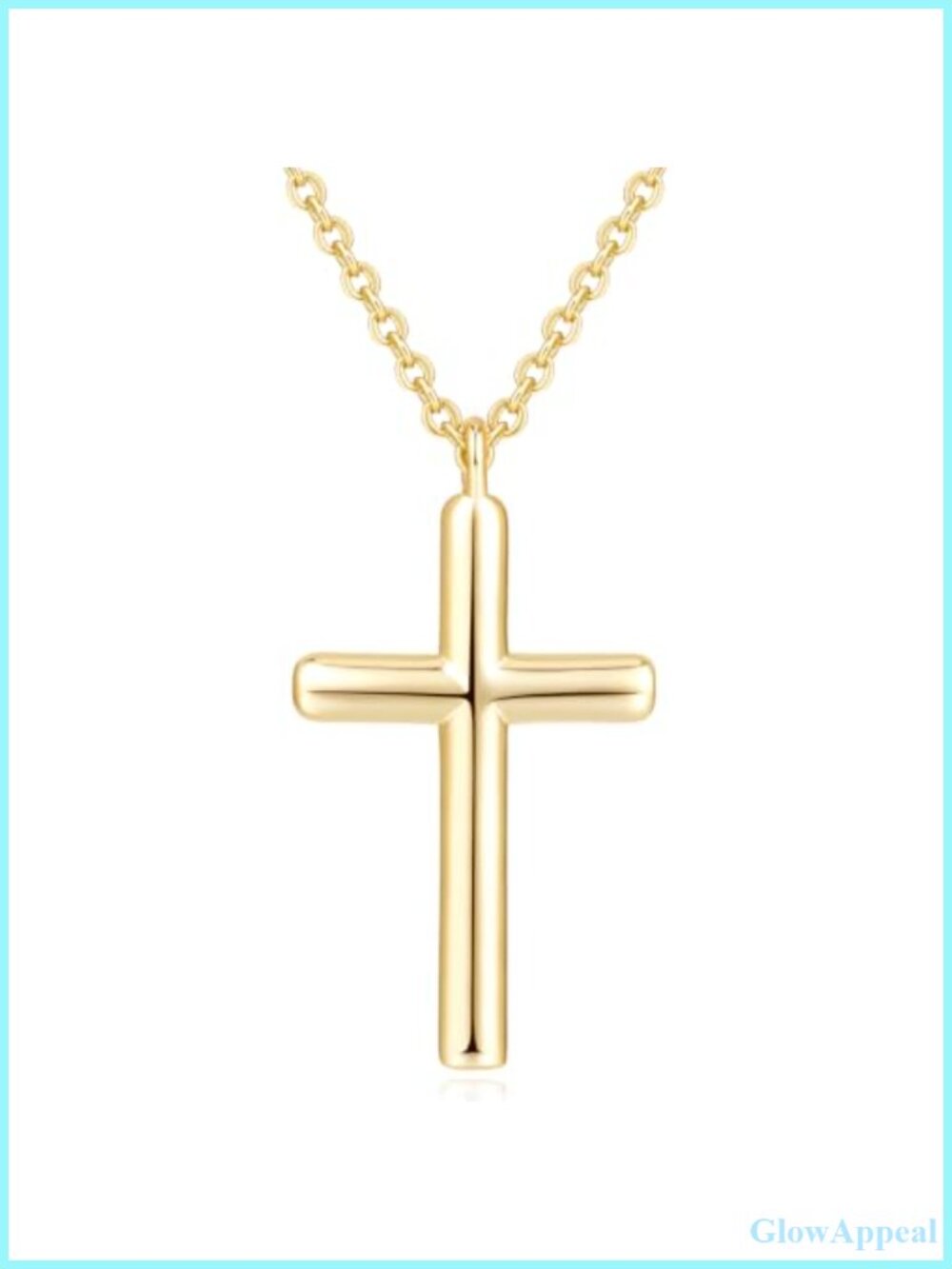 14K Gold Plated Cross Necklace O-Link Chain Pendant for Women